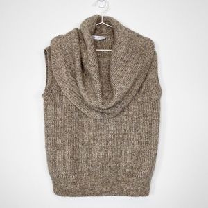 Zara Soft Knit Wool Blend Draped Cowl Neck Sleeveless Sweater